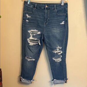 American Eagle Dream Stretch Curvy Hi Rise Jegging Crop 14 S Ripped